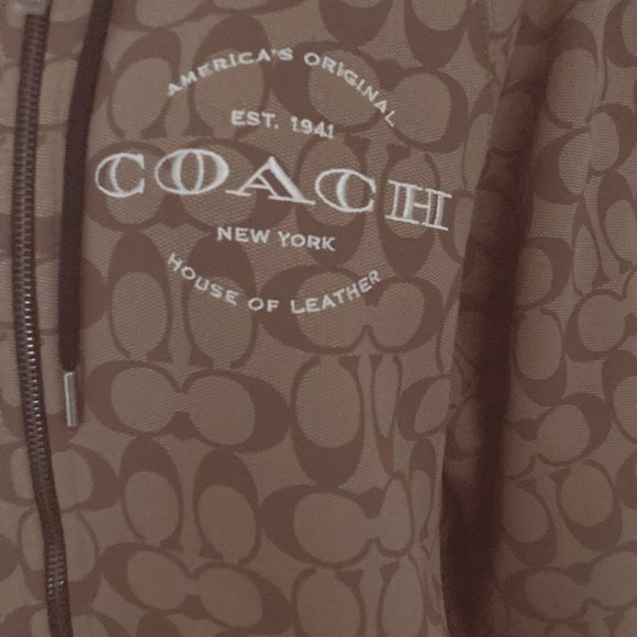 Coach Signature Zip Hoodie Womens Khaki/Multi Sz Medium New With Tag Make offer - Picture 4 of 5